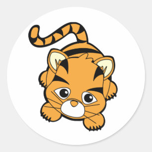 Baby Tiger Cutie Classic Round Sticker