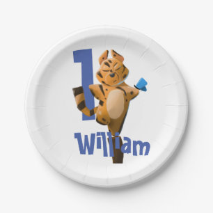 Baby Tiger First Birthday Paper Plates – Rustic 