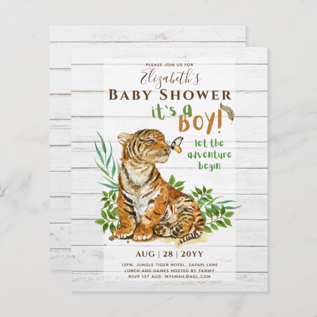 Baby Tiger Gender Reveal Shower Invitations (Front/Back)
