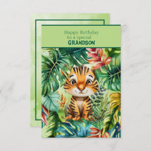 Baby Tiger Happy Birthday Special Grandson Card
