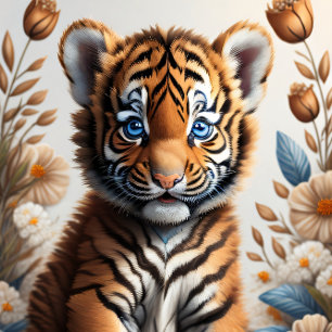 Baby tiger in the wildflowers v7 tissue paper