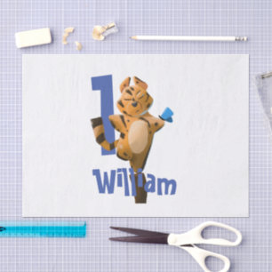 Baby Tiger Plaid First Birthday  Tissue Paper