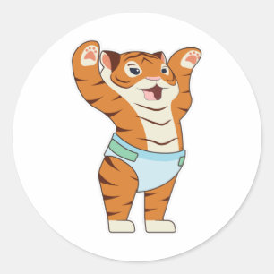 Baby Tiger with Underpants Classic Round Sticker