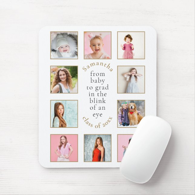 Baby to Grad 10 Photos Name Year Graduate Memories Mouse Pad (With Mouse)