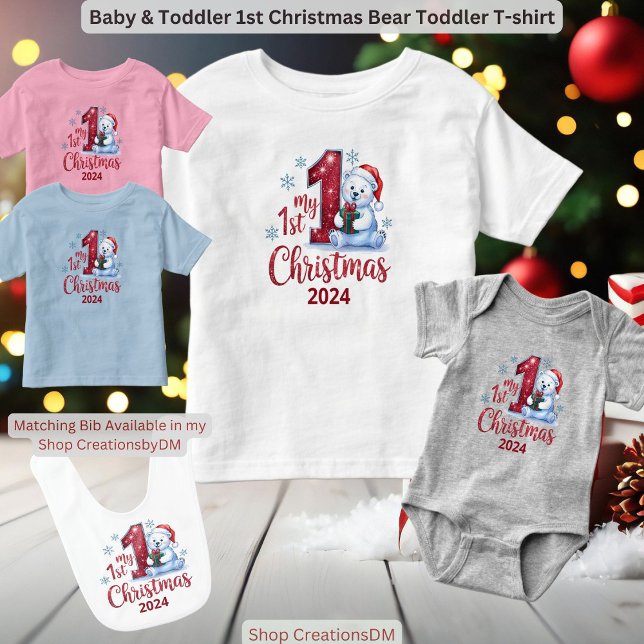 Baby & Toddler 1st Christmas Bear Toddler T-Shirt (Creator Uploaded)