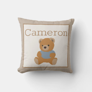 Baby Toddler Nursery Room Teddy Bear and Name Cushion
