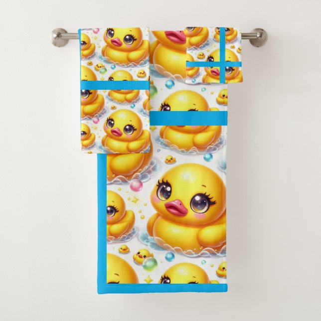 Baby & Toddler Rubber Ducky Bath Towel Set  (Insitu)