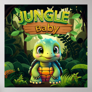 Baby Tortoise, Cute Box Turtle Animal Character 🐢 Poster