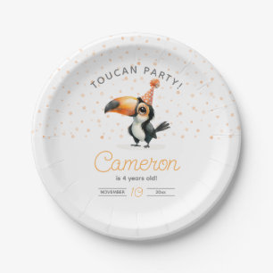 Baby Toucan, orange, kid’s birthday celebration Paper Plate