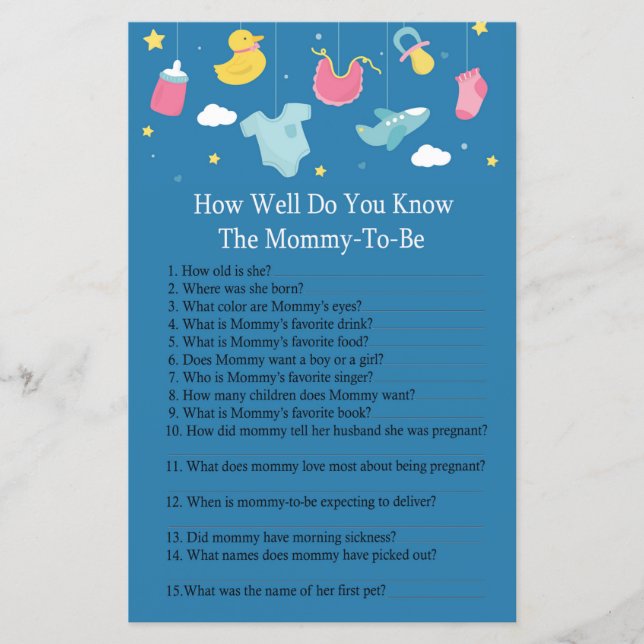 Baby toys How well do you know baby shower (Front)