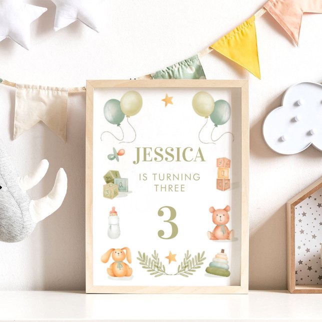 Baby Toys Watercolor Birthday Nursery  Poster (Creator Uploaded)