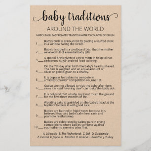 Baby Traditions Baby Shower game with Answers