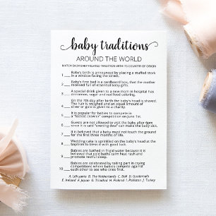 Baby Traditions game Baby Shower party Card