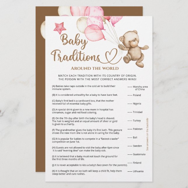 Baby traditions teddy bear baby shower (Front/Back)