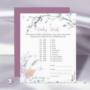 Baby Traits   Baby Shower Game Watercolor Flower