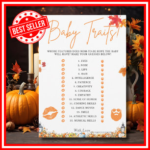 BABY TRAITS GAME Easy Baby Shower Game Pumpkin Invitation