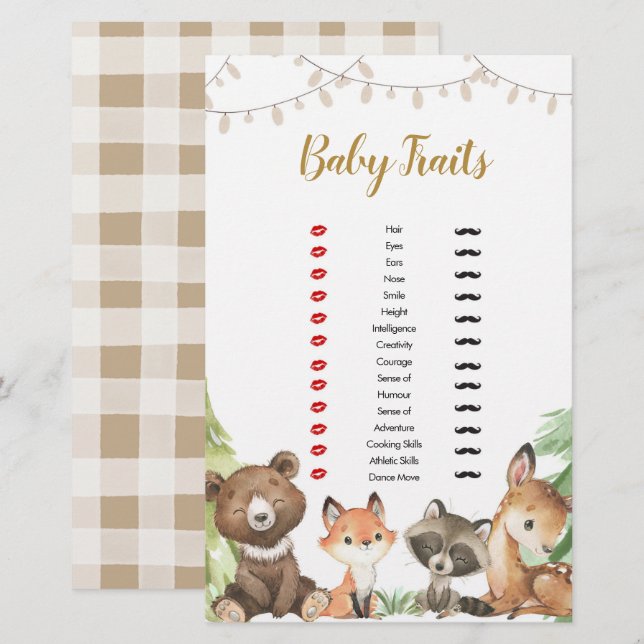 Baby Traits Games Woodland Baby Shower (Front/Back)