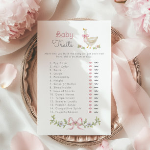 Baby Traits Pink Silly Goose baby shower game