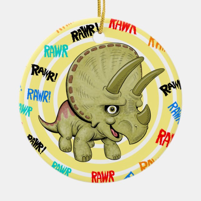Baby Triceratops Ceramic Tree Decoration (Front)