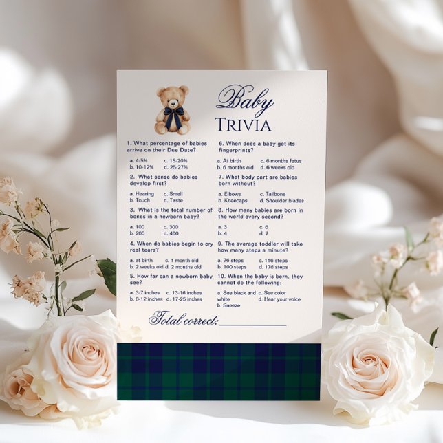 Baby Trivia Preppy Teddy Bear Navy Plaid game (Creator Uploaded)