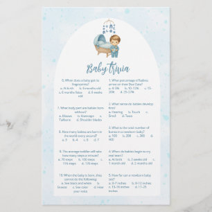 Baby trivia Scrip Cute Boy Blue Baby Shower card