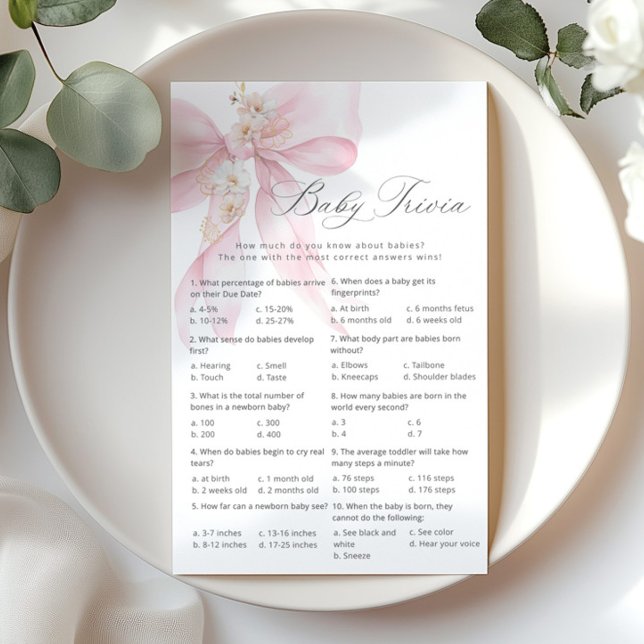 Baby trivia Script Pink Bow Baby shower game (Creator Uploaded)