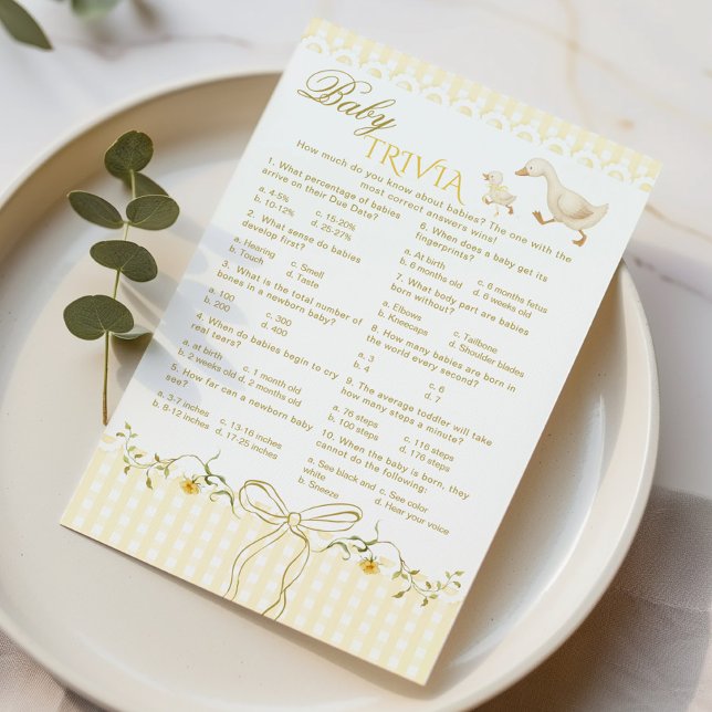 Baby Trivia Silly Goose Gingham Baby shower game (Creator Uploaded)