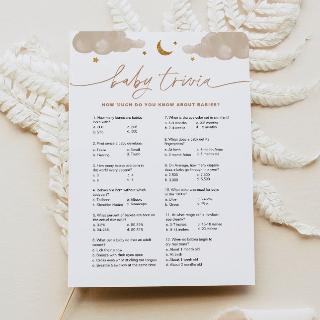 Baby Trivia Twinkle Little Star Baby Shower Card (Creator Uploaded)