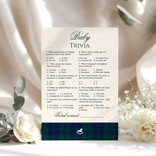 Baby Trivia Vintage Rocking horse Navy Plaid game