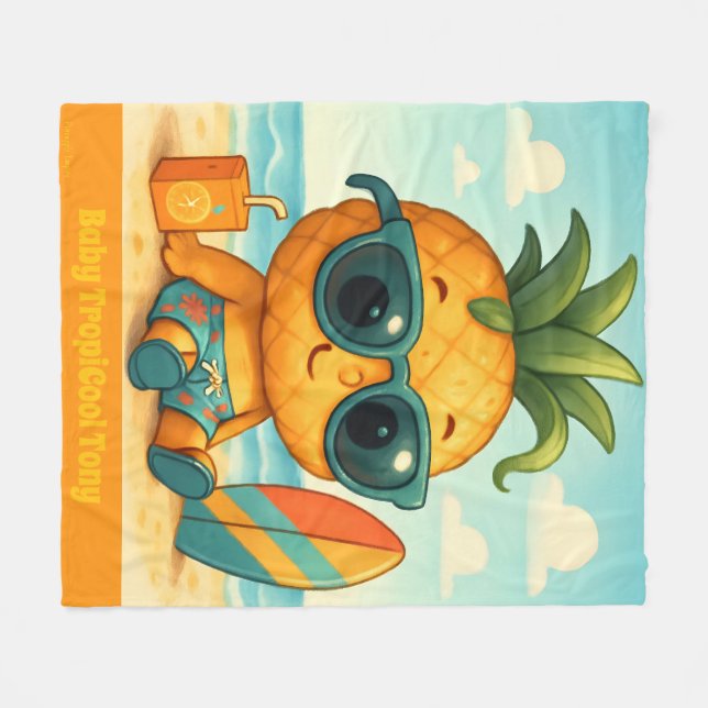Baby TropiCool Tony - Pineapple Empire  Fleece Blanket (Front (Horizontal))