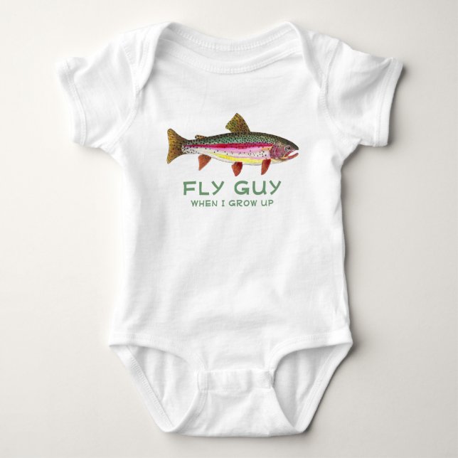 Baby Trout Fishing Baby Bodysuit (Front)