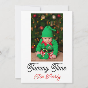 Baby Tummy Time, Christmas Tea Personalise Text Invitation