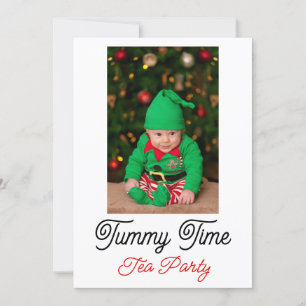 Baby Tummy Time, Christmas Tea Personalise Text Invitation