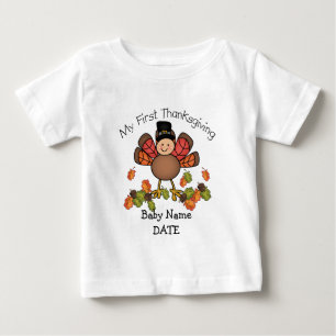 Baby Turkey First Thanksgiving ADD Name & Date T-Shirt