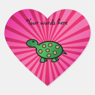 Baby turtle pink sunburst heart sticker