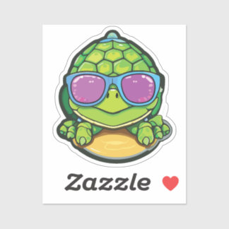 Baby Turtle Sticker with Glasses - Kawaii Waterpro
