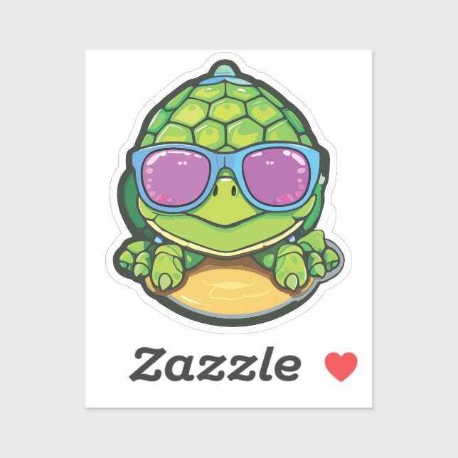 Baby Turtle Sticker with Glasses - Kawaii Waterpro (Sheet)