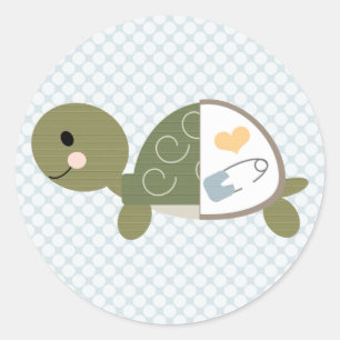 Baby Turtle Stickers Labels Blue Diaper Pin