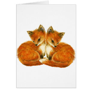 Baby Twin Foxes Note Cards