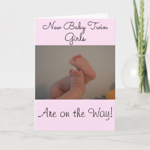 Baby Twin Girls Congratulations PHOTO Card