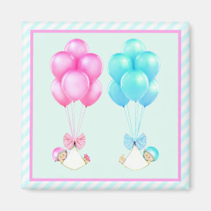 baby twins baby shower favors magnet