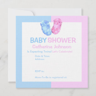 Baby Twins Booties Baby Shower Invitation