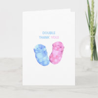 Baby Twins Booties Thank You 2 Card