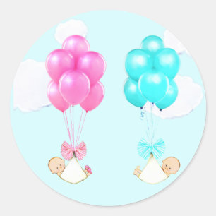 Baby Twins Boy and Girl Classic Round Sticker
