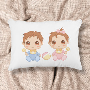 Baby Twins Boy and Girl Decorative Cushion