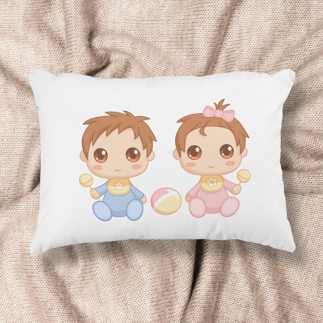 Baby Twins Boy and Girl Decorative Cushion (Creator Uploaded)