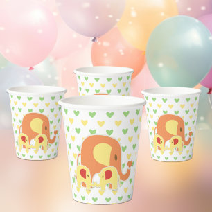 Baby Twins Elephant Baby Shower Paper Cups
