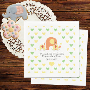 Baby Twins Elephant Theme Baby Shower Napkin