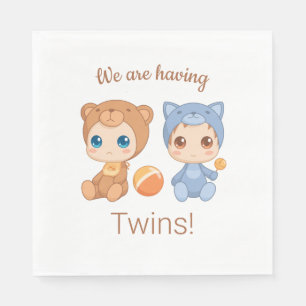 Baby Twins Gender Neutral Announcement Napkin