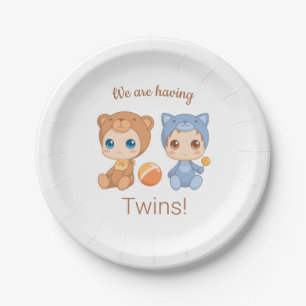 Baby Twins Gender Neutral Announcement Paper Plate